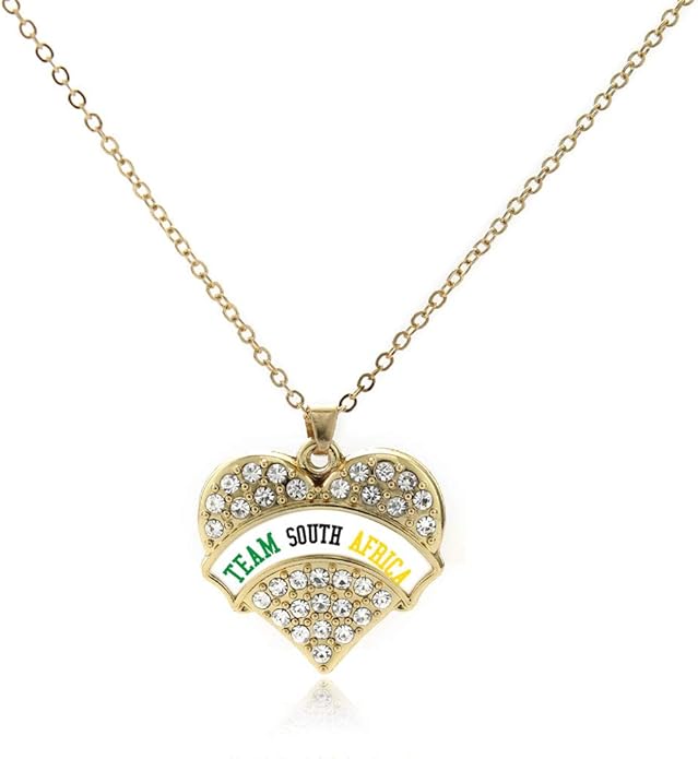 Inspired Silver - Gold Pave Heart Charm 18 Inch Necklace with Cubic Zirconia Jewelry