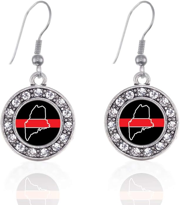 Inspired Silver - Silver Circle Charm French Hook Drop Earrings with Cubic Zirconia Jewelry