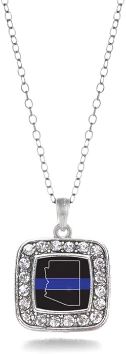 Inspired Silver - Silver Square Charm 18 Inch Necklace with Cubic Zirconia Jewelry