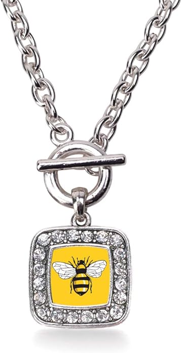 Inspired Silver - Silver Square Charm 18 Inch Necklace with Cubic Zirconia Jewelry