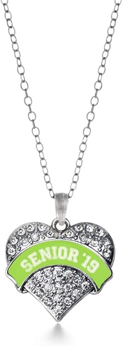 Inspired Silver - Silver Pave Heart Charm 18 Inch Necklace with Cubic Zirconia Jewelry