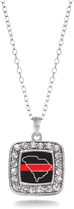 Inspired Silver - Silver Square Charm 18 Inch Necklace with Cubic Zirconia Jewelry