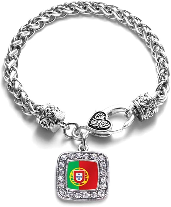 Inspired Silver - Silver Square Charm Bracelet with Cubic Zirconia Jewelry