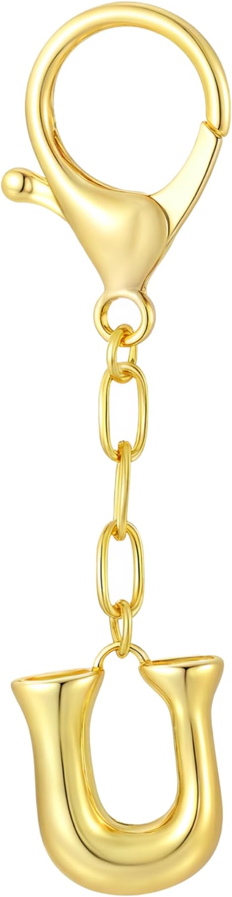 GAOKOXI Gold Bubble Initial Keychain Charm for Women Chunky Bag Purse Charms A-Z Letter Key Chains for Handbag Accessories