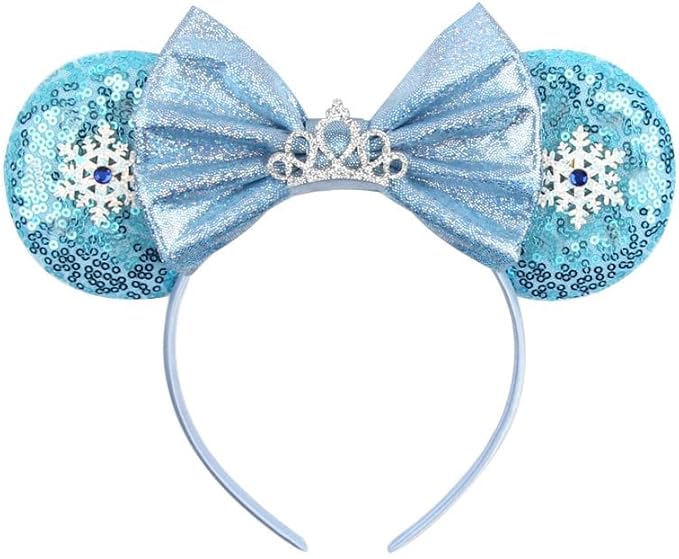 Sequin Mouse Ears Headbands for Women Girls Boys, Glitter Bows Headband for Kids Adults Birthday Party Costume Halloween