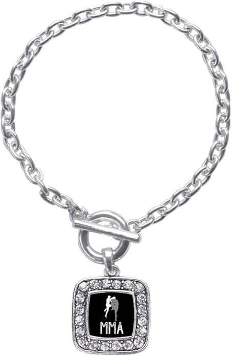 Inspired Silver - Silver Square Charm Toggle Bracelet with Cubic Zirconia Jewelry