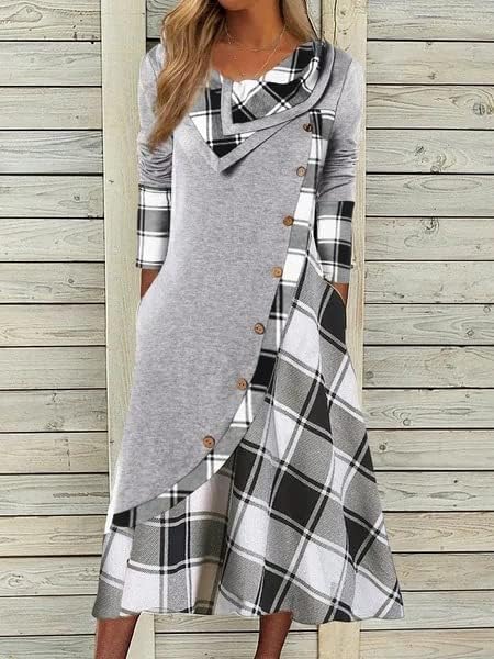 Winter Dresses for Women Wedding Guests Casual Cute Heart Long Sleeve Tiered Maxi Dress with Pockets Plus Size