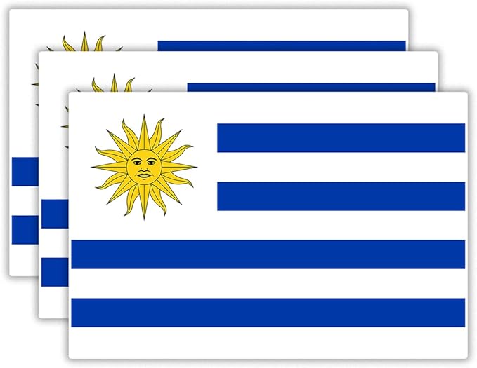 (3PCS) Uruquay Flag stickers, Countries Flag Stickers - Waterproof Vinyl Decals For Laptops, Tumblers, Water Bottles, Books, Scrapbooks, Size 3 x 2 Inch