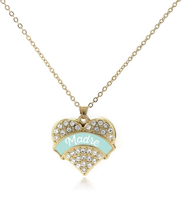 Inspired Silver - Gold Pave Heart Charm 18 Inch Necklace with Cubic Zirconia Jewelry