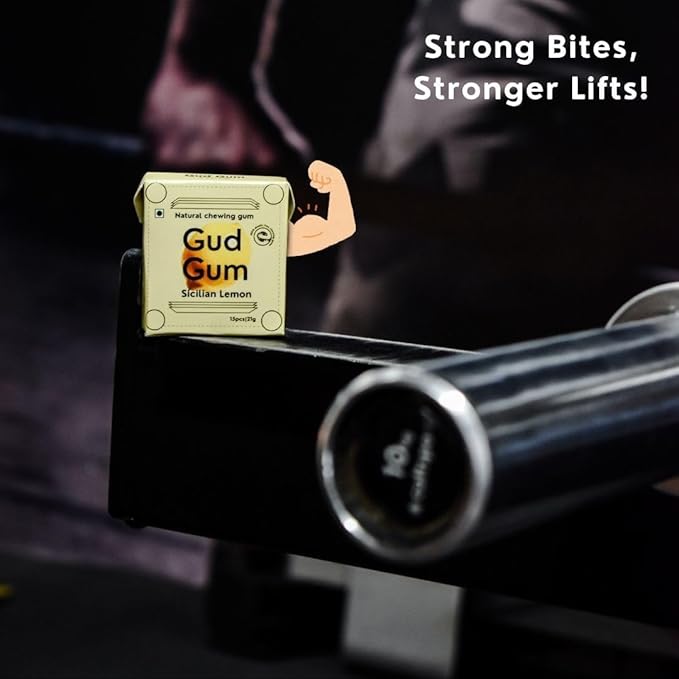 GUDGUM Natural & Sugar-Free Chewing Gum – Plastic-Free, Biodegradable, Vegan (Pack of 4, Lemon)