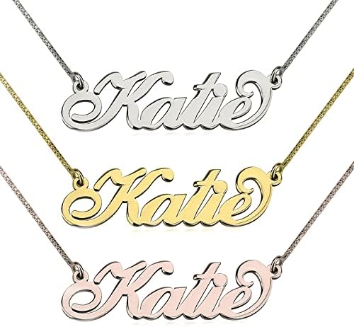 Unisota Personalized Name Necklace in 9 Diferent Languages Custom English Chinese Arabic Greek Hebrew Japanese Korean Russian Hindi Name Pendant Necklace Jewelry Gifts for Women Wife Mom