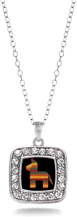 Inspired Silver - Silver Square Charm 18 Inch Necklace with Cubic Zirconia Jewelry