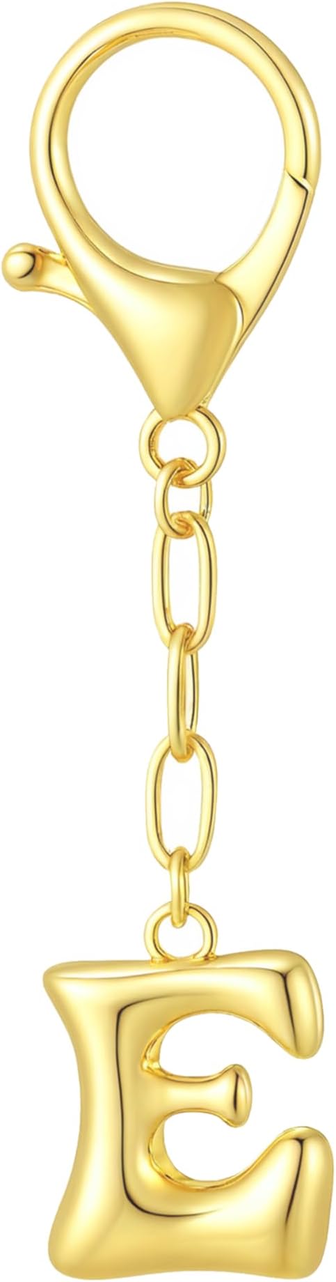 GAOKOXI Gold Bubble Initial Keychain Charm for Women Chunky Bag Purse Charms A-Z Letter Key Chains for Handbag Accessories