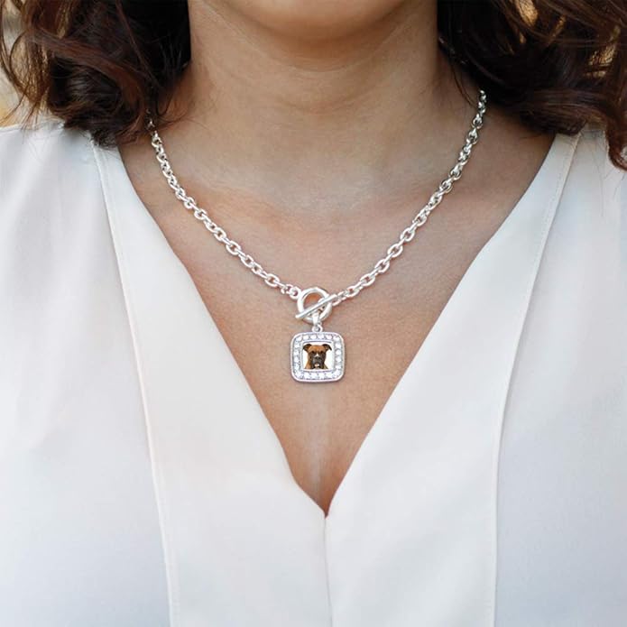 Inspired Silver - Silver Square Charm 18 Inch Necklace with Cubic Zirconia Jewelry