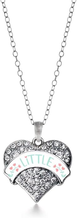 Inspired Silver - Silver Pave Heart Charm 18 Inch Necklace with Cubic Zirconia Jewelry
