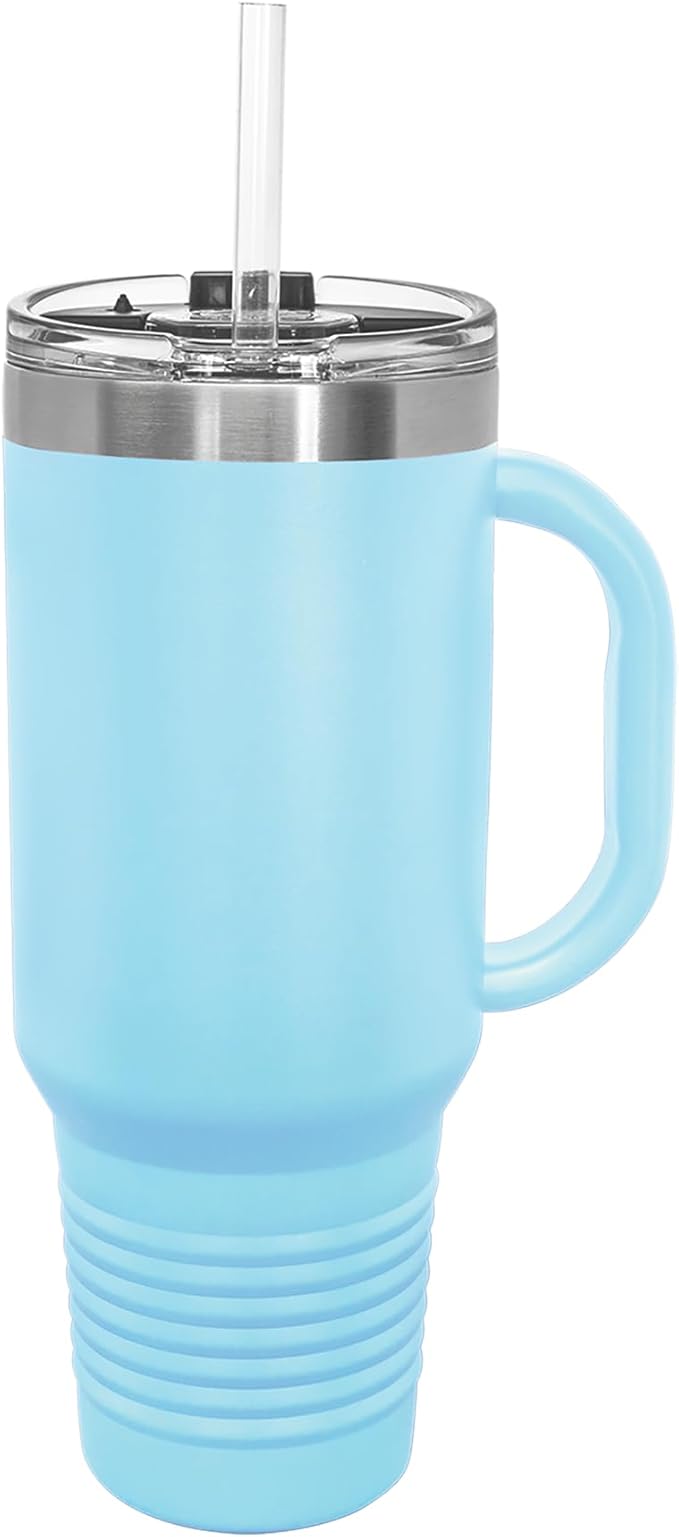 LaserGram 40oz Vacuum Insulated Travel Mug with Handle, CNA Certified Nurse Assistant, Personalized Engraving Included (Light Blue)