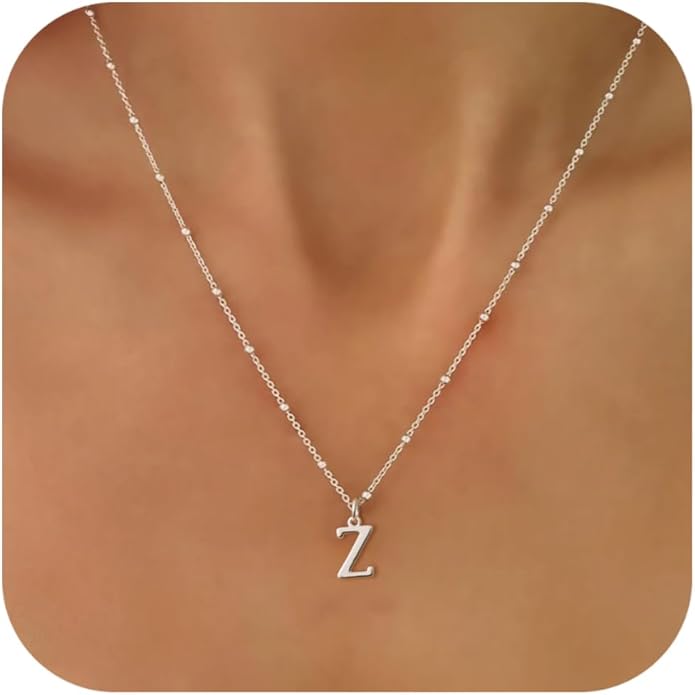 MDIEEL Initial Necklaces for Women Dainty 14k Gold Plated A-Z Letter Pendant Name Necklaces Cute Charm Choker Fashion Accessories Non Tarnish Trendy Jewelry Gift