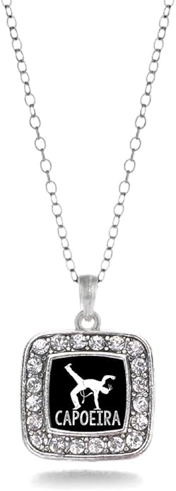 Inspired Silver - Silver Square Charm 18 Inch Necklace with Cubic Zirconia Jewelry