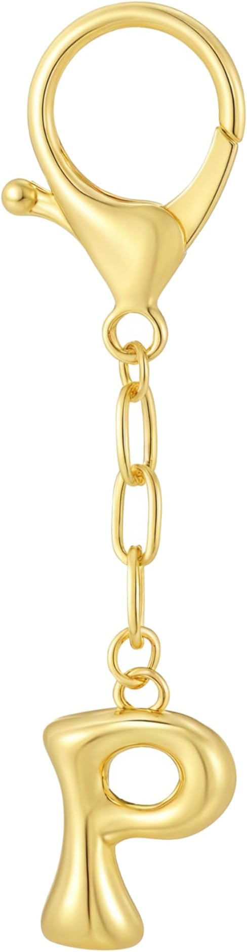 GAOKOXI Gold Bubble Initial Keychain Charm for Women Chunky Bag Purse Charms A-Z Letter Key Chains for Handbag Accessories