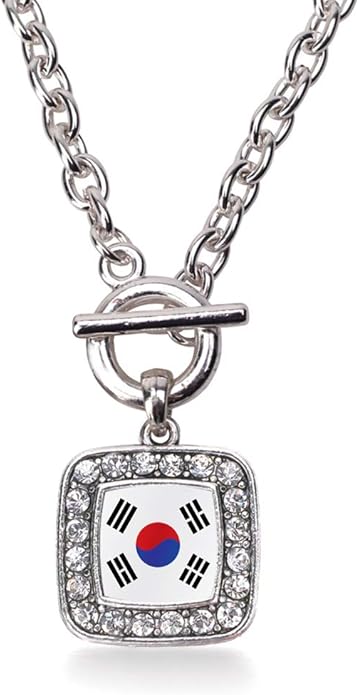 Inspired Silver - Silver Square Charm 18 Inch Necklace with Cubic Zirconia Jewelry