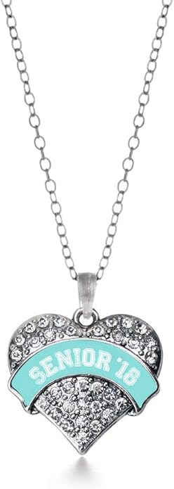 Inspired Silver - Silver Pave Heart Charm 18 Inch Necklace with Cubic Zirconia Jewelry