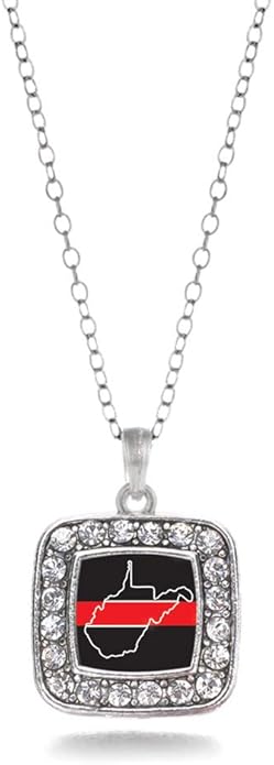 Inspired Silver - Silver Square Charm 18 Inch Necklace with Cubic Zirconia Jewelry