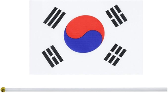20 Pack Small South Korea Flags on Stick Mini Handheld Korean Flag for Parades, Independence Day and Patriotic Events 5x8 Inch Durable Weather-Resistant Flags with 12 Inch Sticks(South Korea)