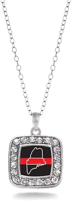 Inspired Silver - Silver Square Charm 18 Inch Necklace with Cubic Zirconia Jewelry