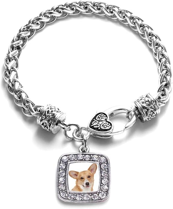 Inspired Silver - Silver Square Charm Bracelet with Cubic Zirconia Jewelry