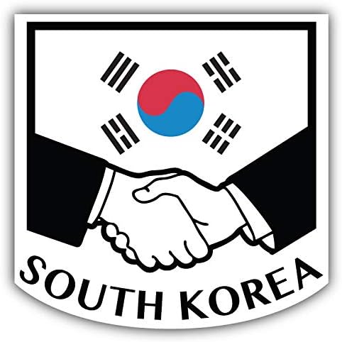 Glover Trading South Korea Flag Handshake Round Stainless Steel Metal Key Chain Keychain Ring Double Sided Deisgn