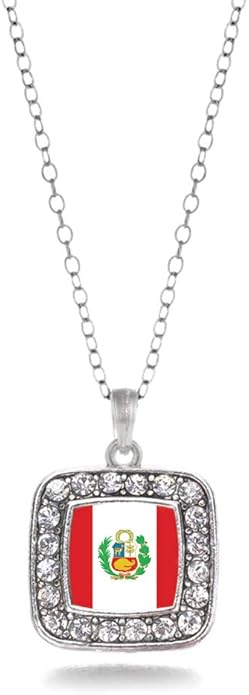 Inspired Silver - Silver Square Charm 18 Inch Necklace with Cubic Zirconia Jewelry