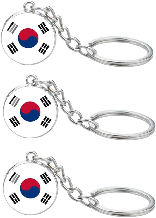 LLBFHH 3 Pcs Korea Flag Key Chain,Cool Keychain for Car Keys, Stainless Steel Keyrings & Keychains,Used for Home Decoration, Jewelry Hanging Decorations.