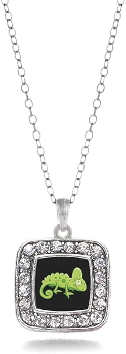 Inspired Silver - Silver Square Charm 18 Inch Necklace with Cubic Zirconia Jewelry