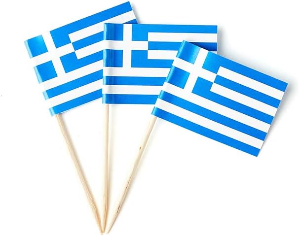 Greece Flag Greek Flag, Small Mini Greece Toothpick Flags for Food, Cupcakes, Cocktails, Appetizers, Bar Party Decorations