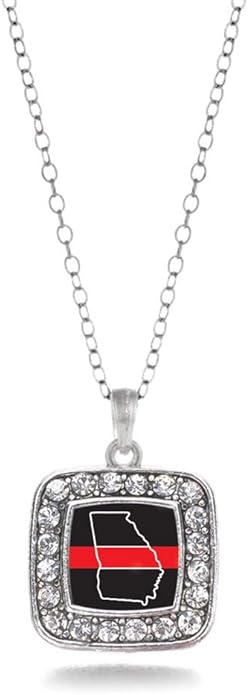 Inspired Silver - Silver Square Charm 18 Inch Necklace with Cubic Zirconia Jewelry