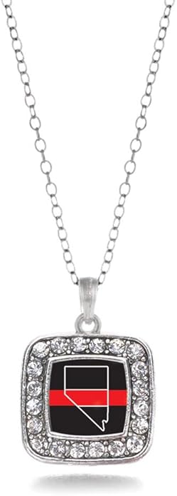 Inspired Silver - Silver Square Charm 18 Inch Necklace with Cubic Zirconia Jewelry