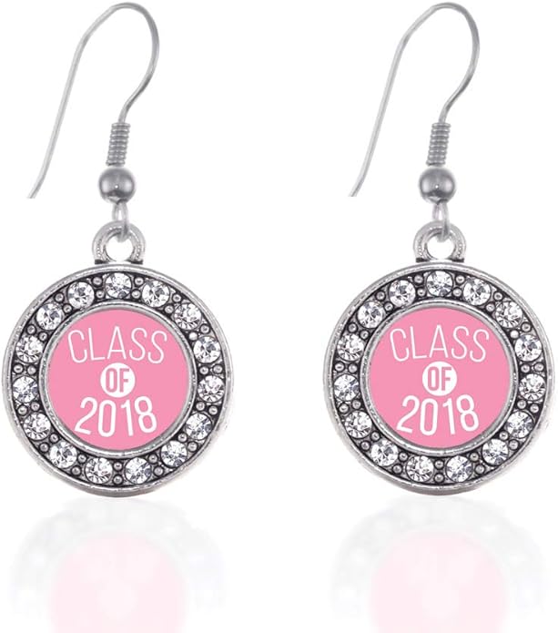 Inspired Silver - Silver Circle Charm French Hook Drop Earrings with Cubic Zirconia Jewelry