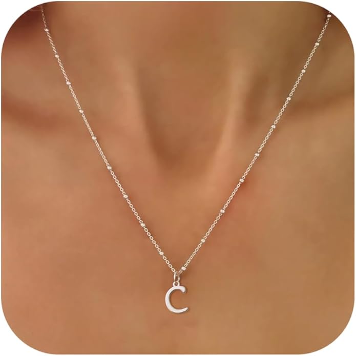 MDIEEL Initial Necklaces for Women Dainty 14k Gold Plated A-Z Letter Pendant Name Necklaces Cute Charm Choker Fashion Accessories Non Tarnish Trendy Jewelry Gift