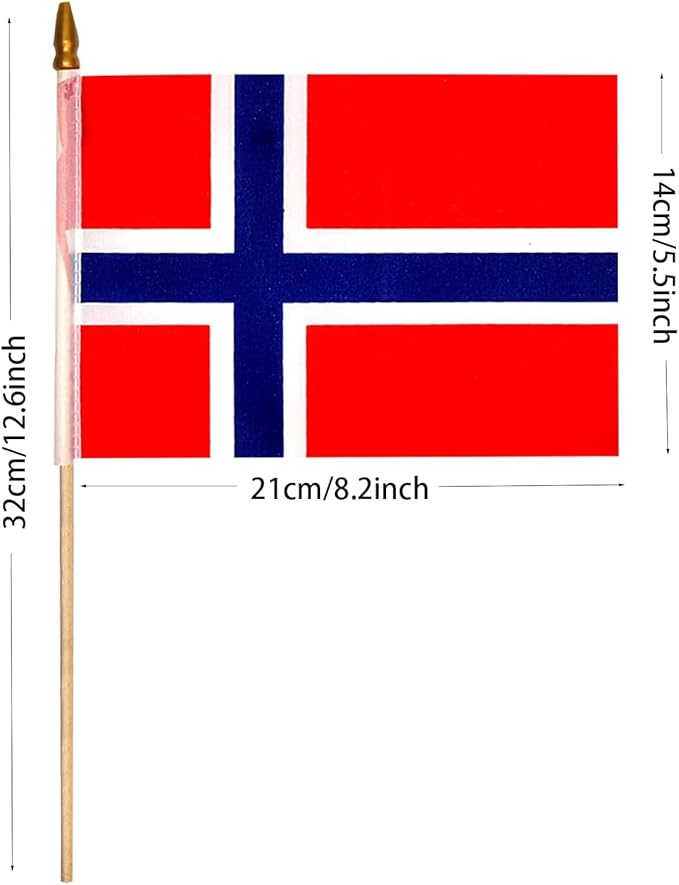 GSYLPFT 12 Pack Norwegian Flags on Sticks Norway Small Mini Hand Held Flags for Office Classroom Holiday Party Decorations