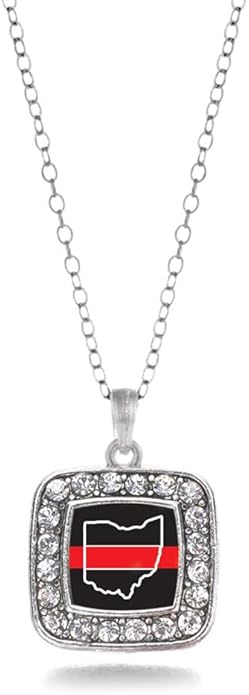 Inspired Silver - Silver Square Charm 18 Inch Necklace with Cubic Zirconia Jewelry