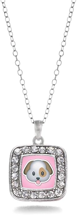 Inspired Silver - Silver Square Charm 18 Inch Necklace with Cubic Zirconia Jewelry