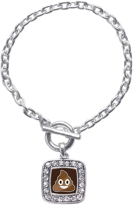 Inspired Silver - Silver Square Charm Toggle Bracelet with Cubic Zirconia Jewelry