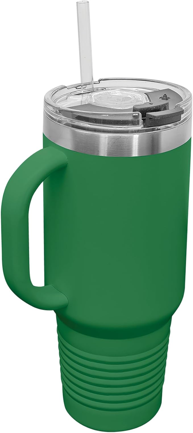LaserGram 40oz Vacuum Insulated Travel Mug with Handle, CNA Certified Nurse Assistant, Personalized Engraving Included (Green)