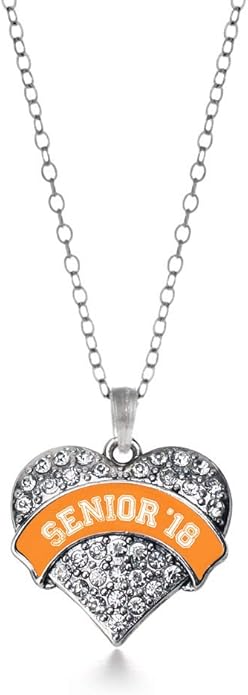 Inspired Silver - Silver Pave Heart Charm 18 Inch Necklace with Cubic Zirconia Jewelry
