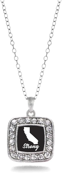 Inspired Silver - Silver Square Charm 18 Inch Necklace with Cubic Zirconia Jewelry