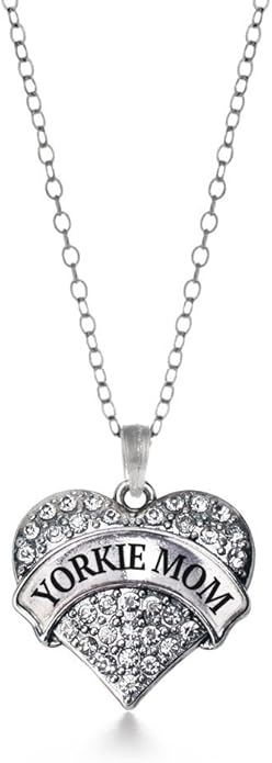 Inspired Silver - Silver Pave Heart Charm 18 Inch Necklace with Cubic Zirconia Jewelry