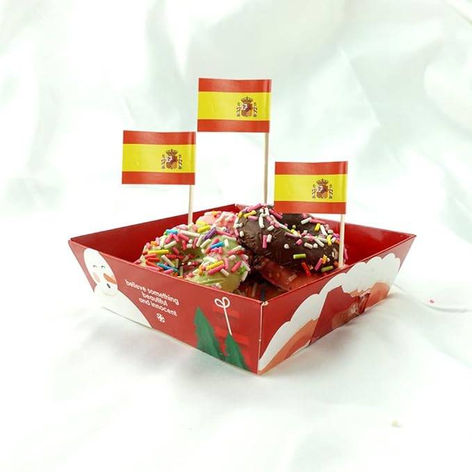 Spain Flag Spanish Flag, Small Mini Spain Toothpick Flags for Food, Cupcakes, Cocktails, Appetizers, Bar Party Decorations