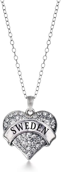 Inspired Silver - Silver Pave Heart Charm 18 Inch Necklace with Cubic Zirconia Jewelry