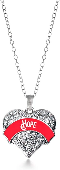 Inspired Silver - Silver Pave Heart Charm 18 Inch Necklace with Cubic Zirconia Jewelry