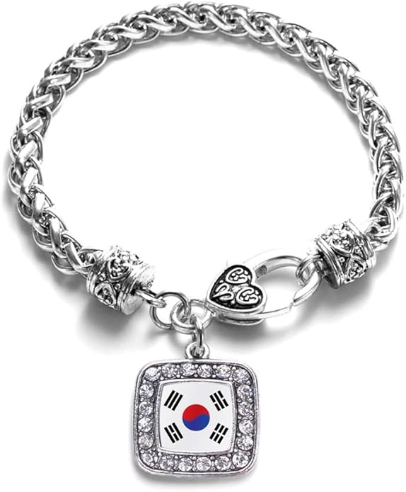 Inspired Silver - Silver Square Charm Bracelet with Cubic Zirconia Jewelry